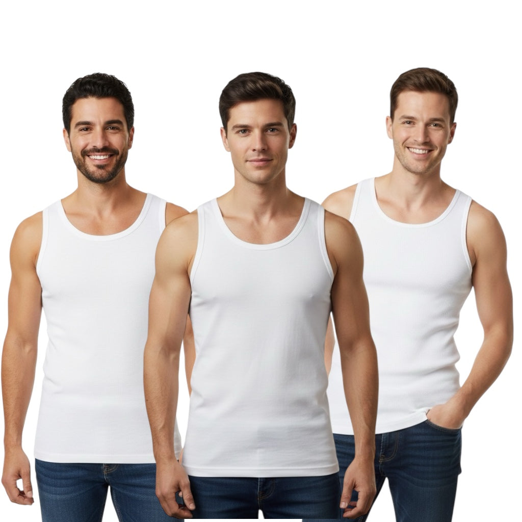 Premium Men’s Branded Vest Tank Top – Pack of 3 (Under Shirts) (U-1)